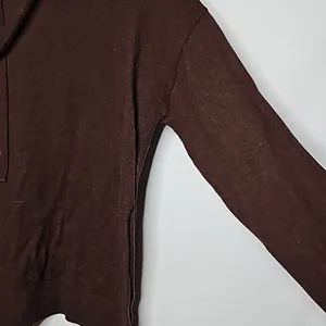 Cashmere Blend brown super soft pull over hooded hoodie sz Medium thumbnail 2