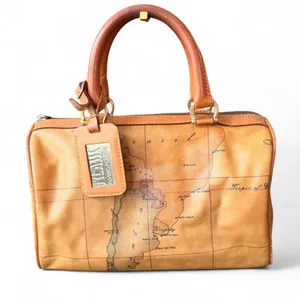 Alviero Martini 1 Classe Geo Classic Boston Bag Map Print Leather Satchel thumbnail 1