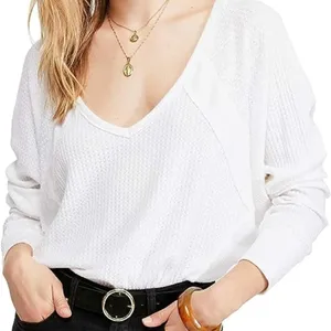 Free People Santa Clara Waffle Knit Thermal‎ Long Sleeve Top in Alabaster White thumbnail 1