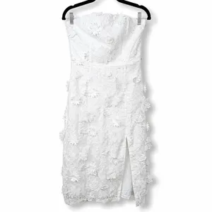 Lulus NWOT Elevated Sensation White 3D Floral Embroidered Midi Dress Medium thumbnail 5