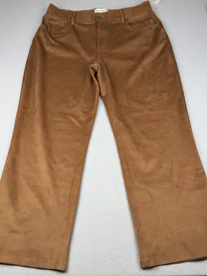 Abercrombie Curve Love 90s Relaxed Faux Suede Pants Brown NWT 34R thumbnail 1