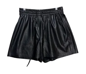 Good American Faux Leather Shorts Women 3 Black Elastic Waist Drawstring Pockets thumbnail 1