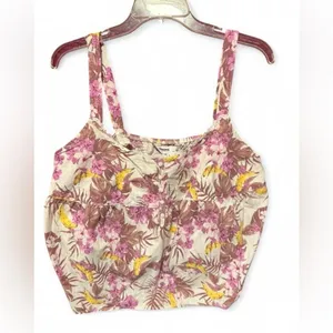 Sonoma Floral Banana Poplin Pajama Cami Tank Top Loungewear Tropical Coquette L thumbnail 4