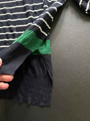 Zara Navy, White and Green Striped Long Sleeve sweater thumbnail 4