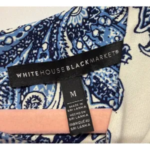 White House Black Market Dress Women Medium Blue White Paisley‎ Shift Casual thumbnail 2