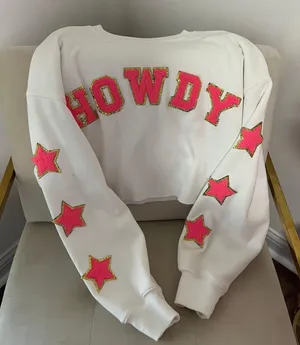 Boutique Howdy Cropped Sweatshirt White Size M thumbnail 1