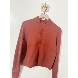 Lululemon Rulu Running Cropped 1/2 Zip Dark Terracotta Womens Athletic Top 10 thumbnail 3