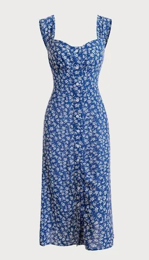 Rihoas Single-breasted Floral Midi Dress thumbnail 8