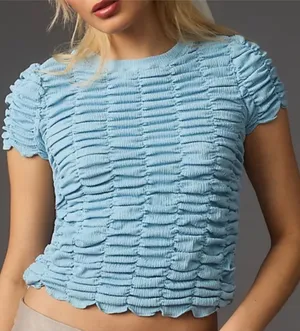 NWT Anthropologie Ruched Baby Doll Top Blue Size XL thumbnail 1