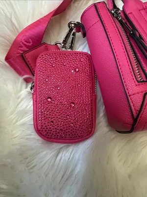 Madden NYC Hot Pink Mini Satchel with Detachable Strap & Rhinestone Pouch thumbnail 3