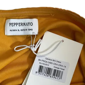 NWT Peppermayo Caroline Floral Mini Dress Orange Strapless Tube Bodycon Size 10 thumbnail 6