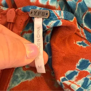 YFB Young Fabulous & Broke Sleeveless Rust‎ Orange & Blue Maxi Dress Med Tie Dye thumbnail 14