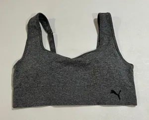 PUMA Gray Seamless Sports Bra Women’s Large Stretchy Comfort Fit thumbnail 1