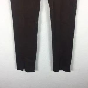 Good American Chocolate Brown Faux Suede Pant Size 8 Boss Split Hem Straight Leg thumbnail 11