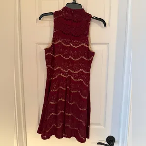 love, Fire Burgundy Lace Mini Dress thumbnail 2