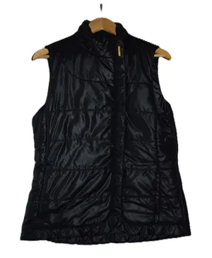 Lole Puffer Vest Women M Black Excellent Quilted Asymmetrical Snap High Neck thumbnail 1