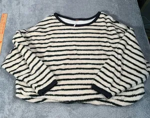 Free people Breton Striped pullover long sleeve fleece medium thumbnail 1