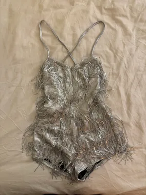 sparkly silver romper shein thumbnail 1