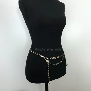 Y2K Minimalist Gold Oval Link Chain Belt, Fits Up to 42.5 Inches, X7GA1184 thumbnail 3