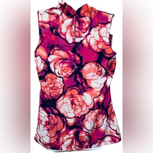 Worthington Floral Print Multicolored Sleeveless Blouse Size‎ Large thumbnail 4
