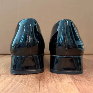 Madden Girl | 9.5M | Egret Rose Black Patent Leather Slip-On Women's Flats thumbnail 9