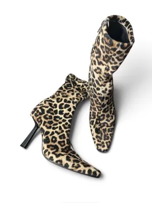Steve Madden Women’s Velvet Leopard Print Ankle Booties Shoes Sz-8.5 thumbnail 1