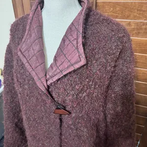 Peter Nygard Womens Coat Mohair Alpaca Wool Reversible Burgundy Jacket sz‎ 14 thumbnail 4