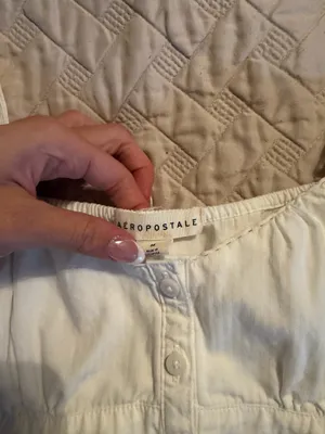 Aeropostale Babydoll Top White Tank Tie thumbnail 2