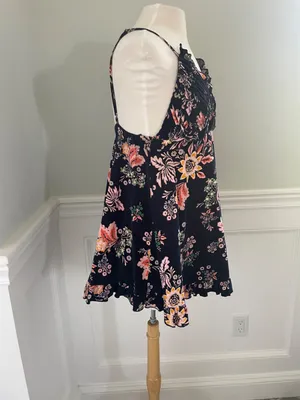 Free People Corduroy Ruffle Floral Mini Dress Size Xs! thumbnail 6