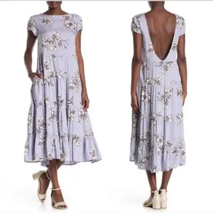 Free People Purple Rita Floral Tiered‎ Midi Dress Size Small thumbnail 3