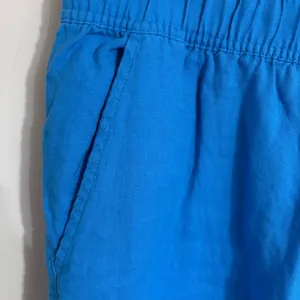 Tahari Blue 100% Linen Wide Leg Pants Womens XL Elastic Waist Pockets thumbnail 2