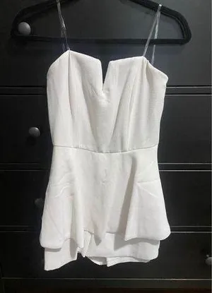 Pink Lily White Romper thumbnail 1