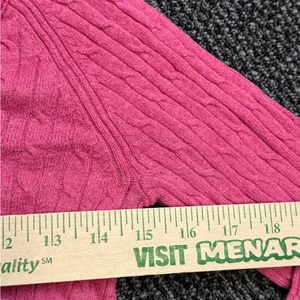 Y2K American Eagle Womens Sweater Small Pink Cable Knit V Neck Preppy thumbnail 3