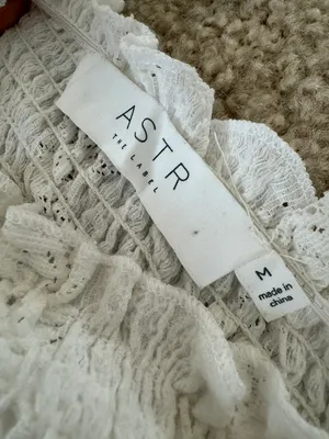ASTR Smocked Flutter Gauze Top in White thumbnail 4