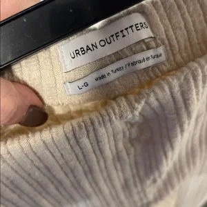Urban Outfitters Womens Cream High Waist Ribbed Flare Pant Large thumbnail 4