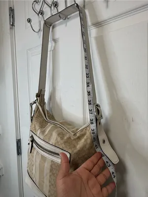 Coach Beige Signature Stripe Crossbody Bag thumbnail 10