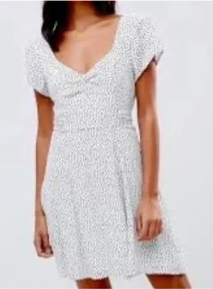 Abercrombie & Fitch Polka Dot Button Front Mini Dress White Black Retro Minimal thumbnail 1