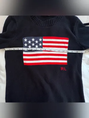 Polo Ralph Lauren American Flag Cotton Crewneck Sweater Navy S Preppy Americana thumbnail 11