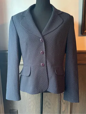 Sag Harbor Classic Navy Polka Dot Women's Blazer Jacket - Navy 12 EUC thumbnail 1