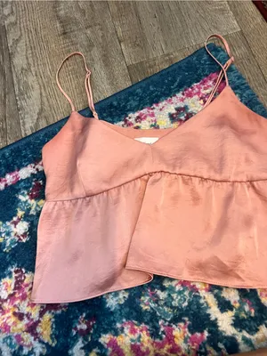 Wilfred Rust Pink Satin Peplum Cami Top thumbnail 6