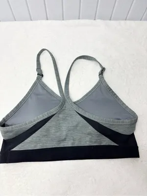 Nike Women's Indy Grey/Black LS Padded V-Neck Sports Bra Size L thumbnail 4
