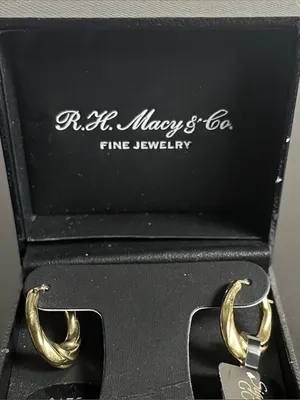 Macy’s 14K Gold Hoop Diamond Earrings W/ Resin Core thumbnail 13