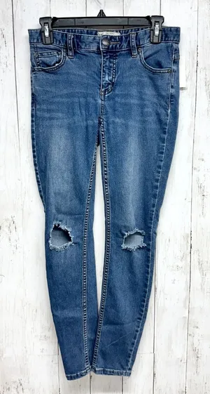 Free People Distressed Skinny Jeans Womens Size 26 Blue Ripped Knee Stretch thumbnail 1