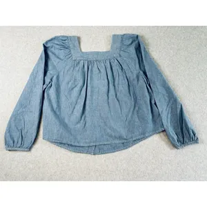 Levi's Amber Long Sleeve Blouse Square Neck‎ Shirt 100% Cotton Flowy Medium thumbnail 6
