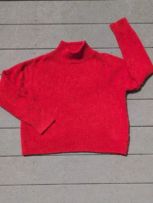 Sincerly Jules Fuzzy Turtle Neck Sweater Red thumbnail 5