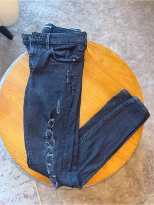 Express Jeans Womens Legging Mid Rise Stretch Distressed Jeans Size 4R Black thumbnail 1