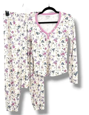 P.J. Salvage Floral Pajama Set Long Sleeve Top Pants with Hearts Size Small thumbnail 1