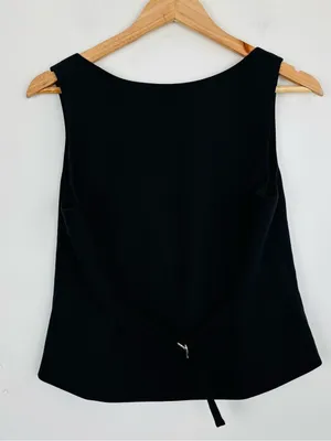 Abercrombie & Fitch square neck black button front vest with belt back. M thumbnail 2
