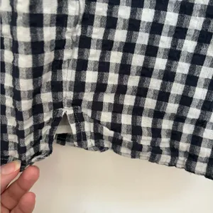 American Eagle Gingham Mini Skirt XS Black White Cotton Linen thumbnail 5