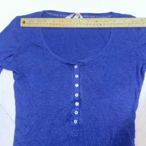 Vintage Victoria's Secret Henley‎ Ribbed Y2K Navy Thermal Long Sleeve Shirt XS thumbnail 3